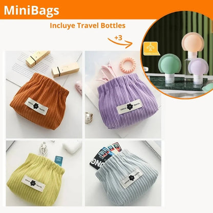 MiniBags - Organizadores para tu bolso (Pack de 4 MiniBags + 3 Travel Bottles)